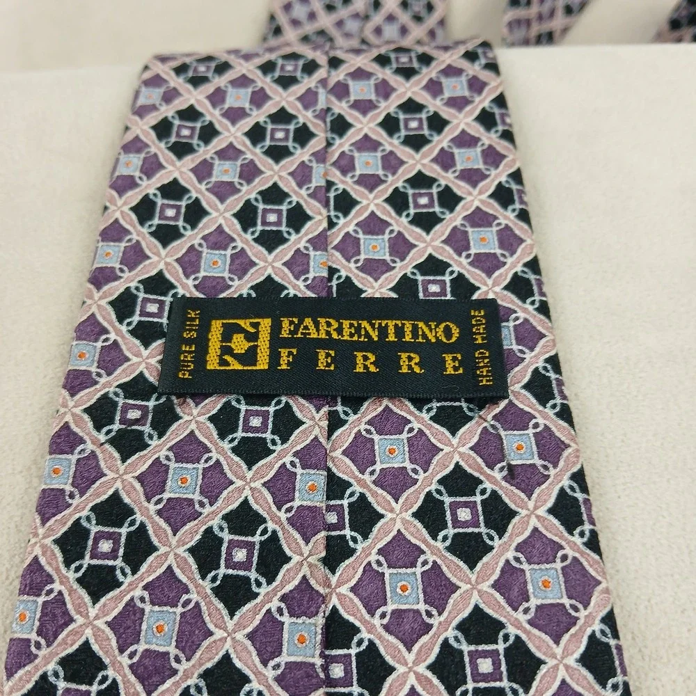 Farrentino Ferre 3.5x60 Mens Tie Silk‎ Textured Geometric